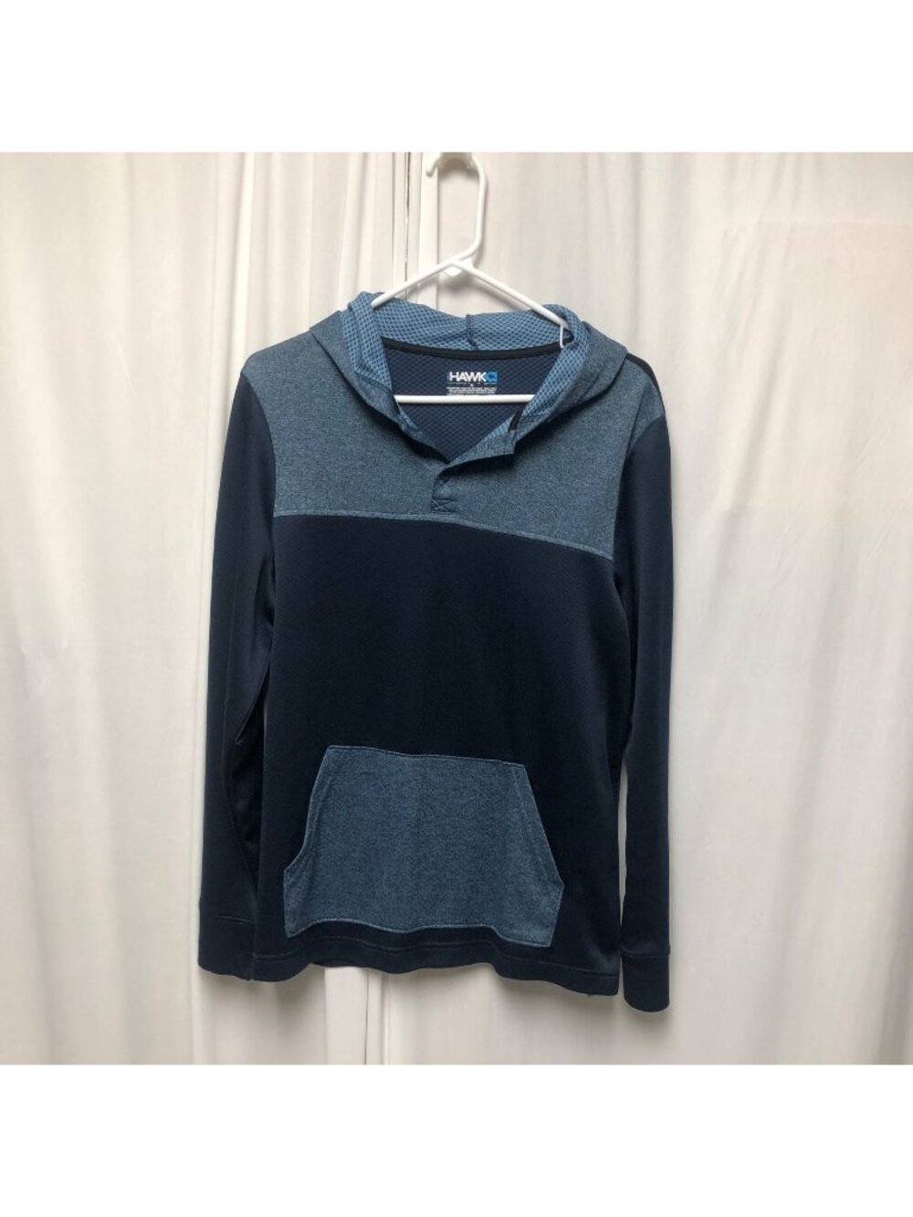 Tony Hawk Mens Hoodie Size Medium Blue Colorblock Pullover Pocket Casual Skater